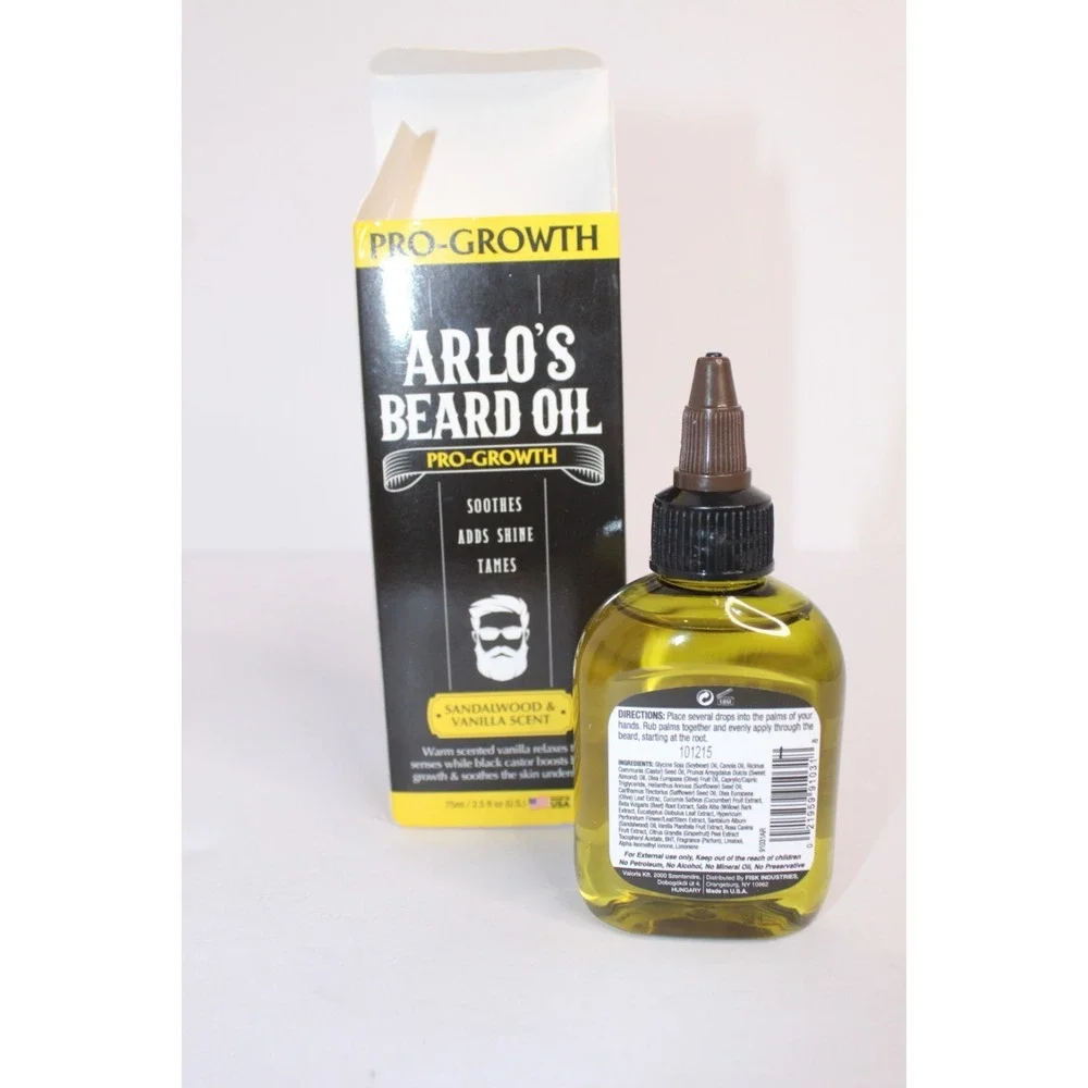 Arlo's Beard Oil Pro-Growth Sandalwood & Vanilla Scent & Castor Oil 2.5 floz NEW